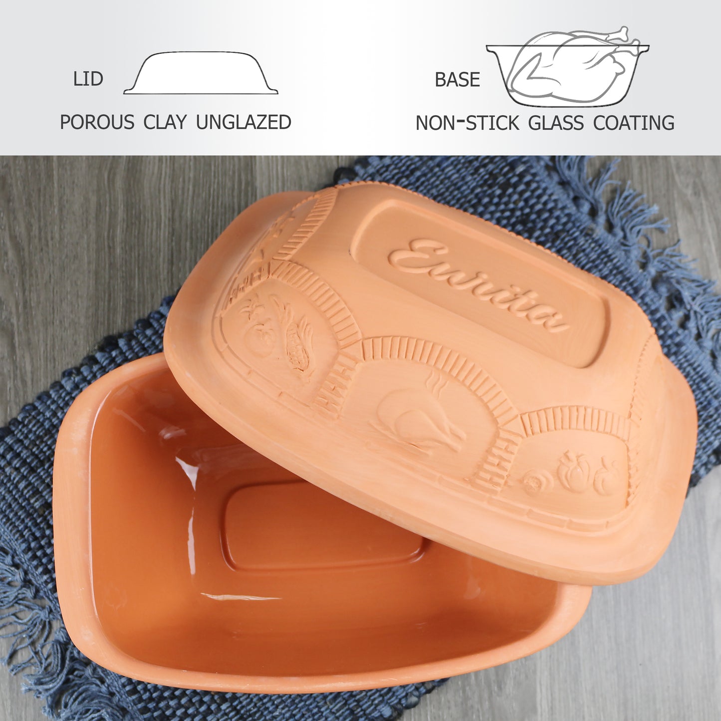 Eurita Cookware have glazed base and unglazed lid
