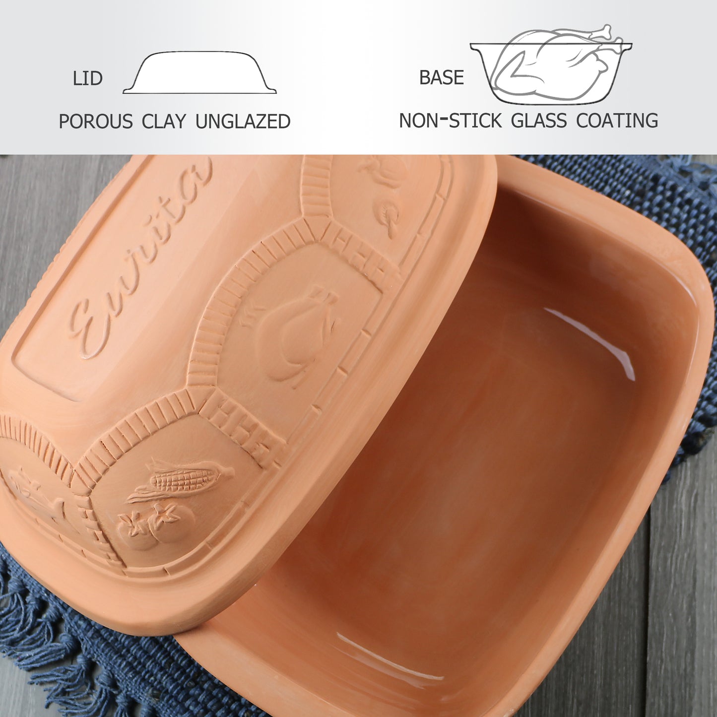 Eurita Clay Cookware comes with glazed base and unglazed lid