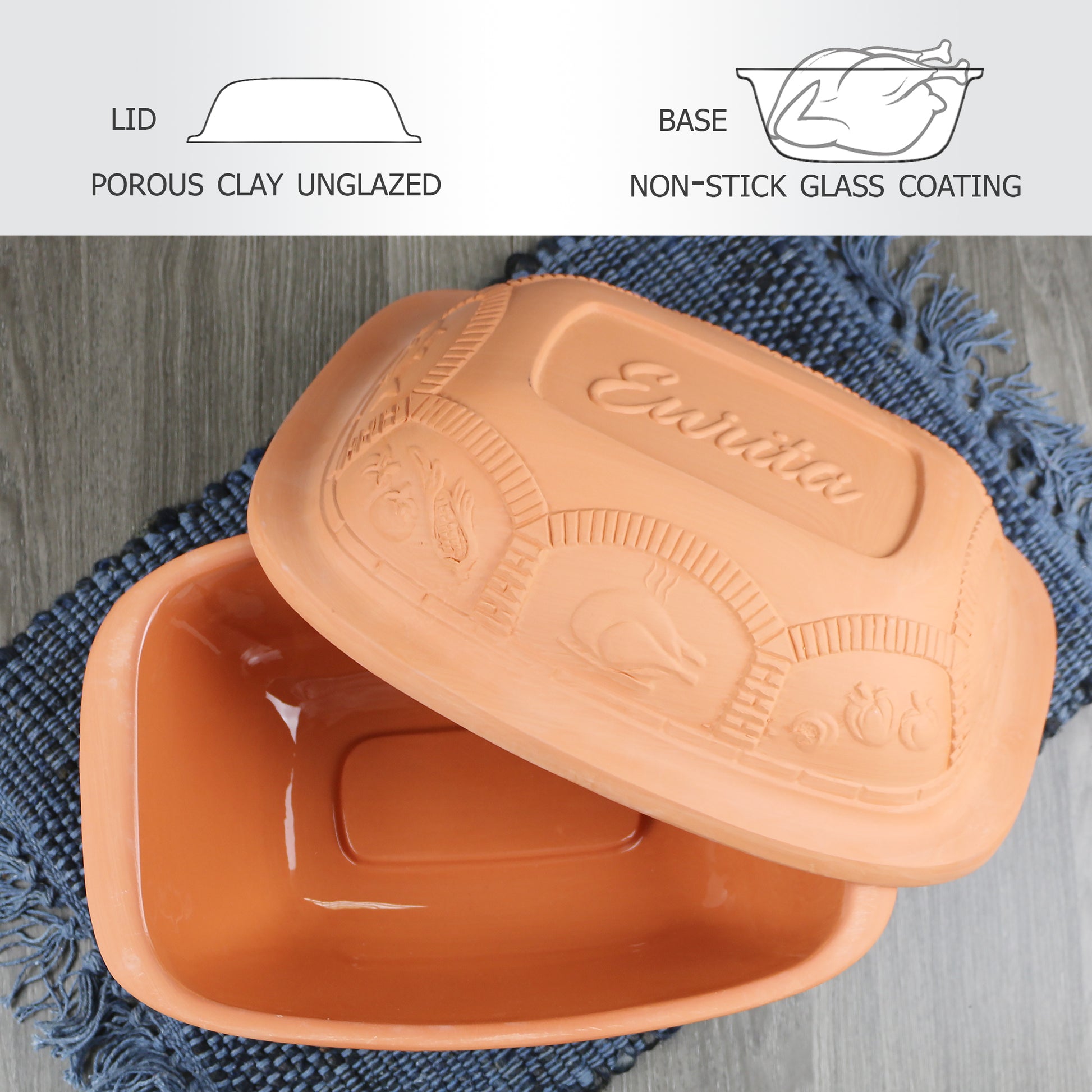 Eurita Cookware have glazed base and unglazed lid