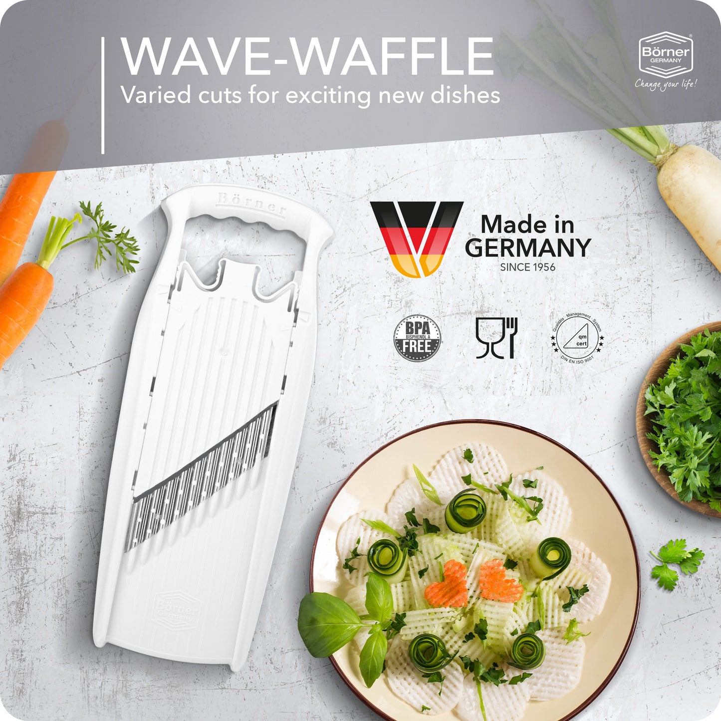 Börner Germany, Wave-Waffle Cutter with Food Safety Holder