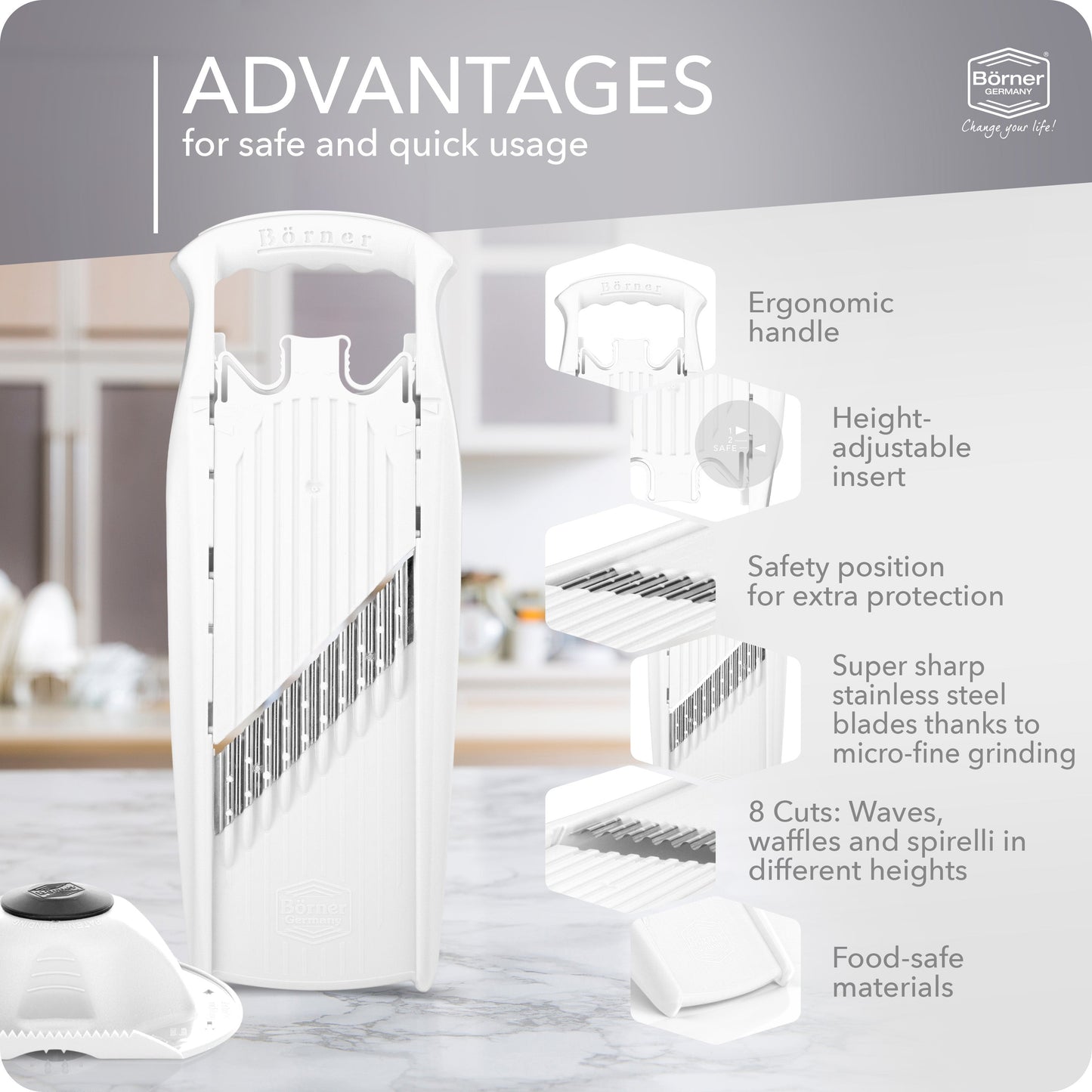 Börner Germany, Wave-Waffle Cutter with Food Safety Holder