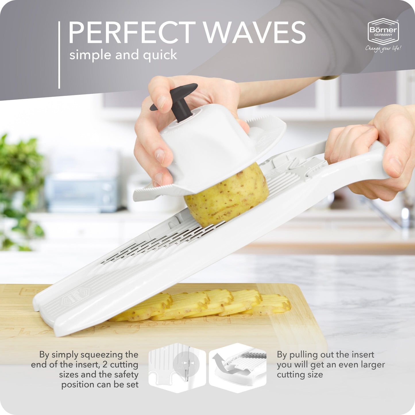 Börner Germany, Wave-Waffle Cutter with Food Safety Holder